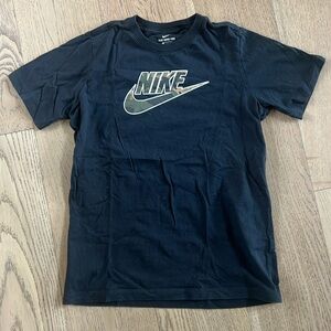 Nike tee. Black with camo swoosh. Kids XL. Like new condition.